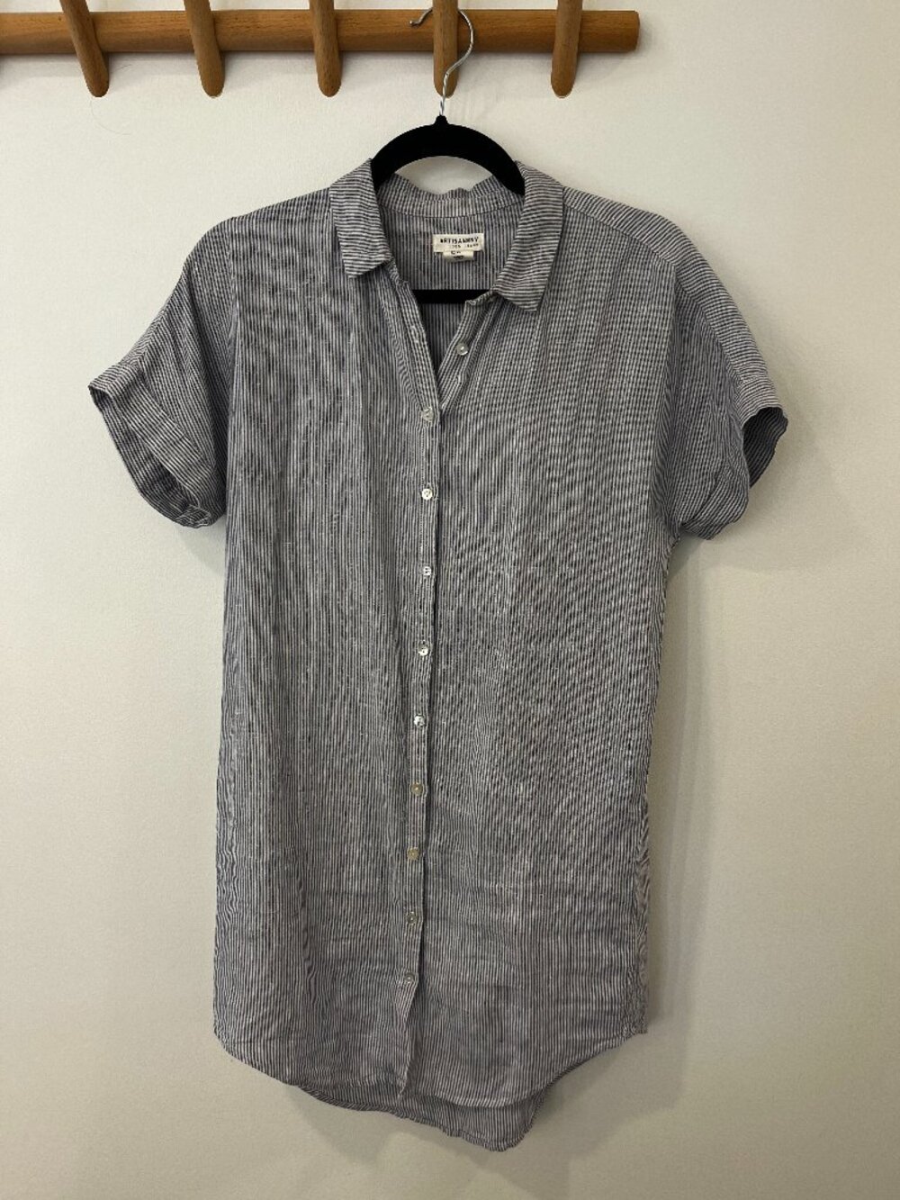 Artisan NY 100% Linen Striped Shirtdress - Size XS - Coastal Style